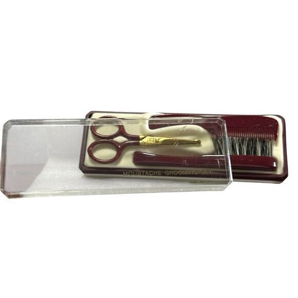 Vintage 3 Piece Baby Grooming Kit Comb Brush Safety Scissors In Box Germany Rare - Picture 2 of 10